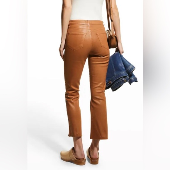 L'Agence Kendra High-Rise Coated Crop Flare Jeans in JAVA COATE - Picture 2 of 7